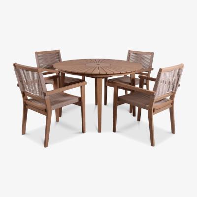 The Range Roma 5 Piece Round Dining Set - Beige / 1 x Table 4 x Stacking Chairs