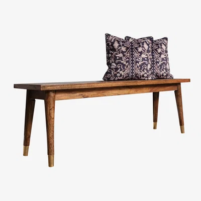 The Range Solid Mango Wood Hall Shoe Dining Table Bench Dark Oak Finish  - Brown