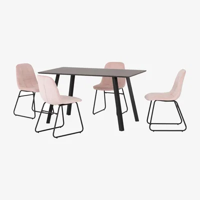 The Range Berlin Dining Set with Lukas Chairs - Baby Pink