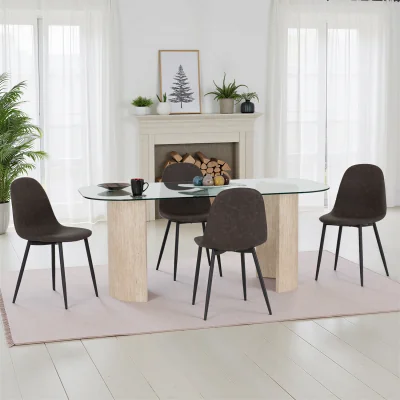 The Range Modena Dining Set with Athens Chairs - Brown