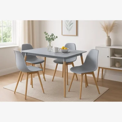 The Range Varberg Grey Dining Table with 4 Chairs Set - Grey