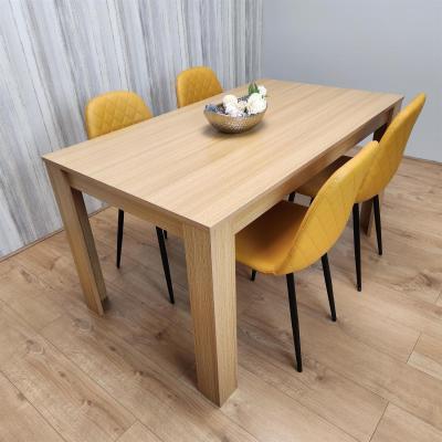 The Range Dining Set Of Oak Effect Dining Table And 4 Gem Patterned Stitched Chairs - Mustard