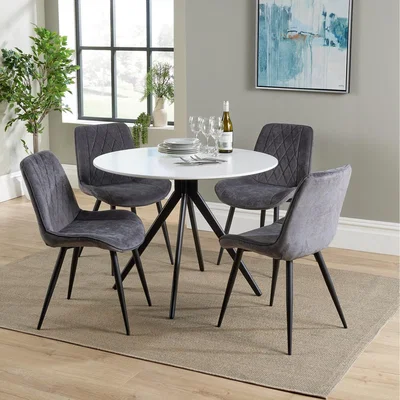 The Range Aspen 100cm Round Dining Set With 4 Chair Set - Grey  / 1 x round table and 4 x chairs