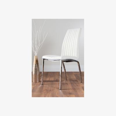 The Range Palma Black Semi Gloss Round Dining Table and 6 Isco Chairs - White