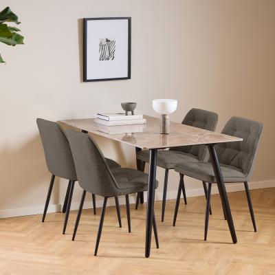 The Range Wicklow Dining Table and Brooke Chair Set - Taupe