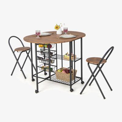 The Range 3 PCS Folding Dining Table Chair Set-Rustic Brown - Rustic Brown