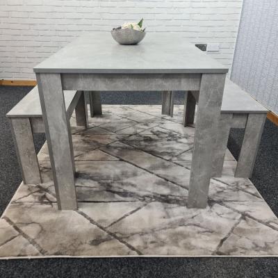 The Range Grey Dining Table and 2 Benches Set - Grey