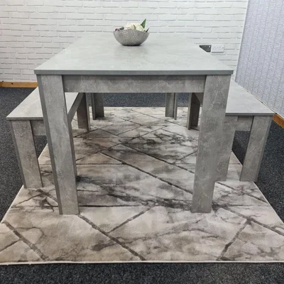 The Range Grey Dining Table and 2 Benches Set - Grey