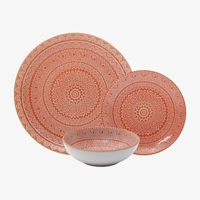 The Range 12-Piece Swirl Stoneware Dinner Set - Terracotta