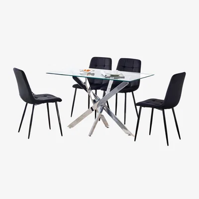 The Range Kosy Koala Maya Dining Set with 4 Chairs - Black