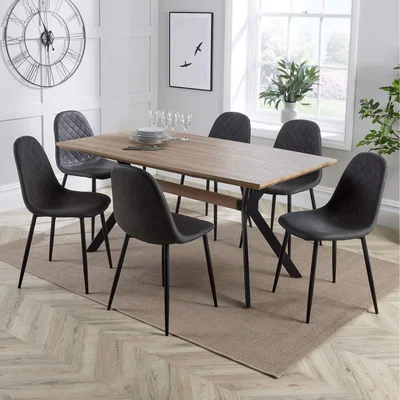 The Range Cairo Dining Set with 6 Grey Anastasia Chairs - grey