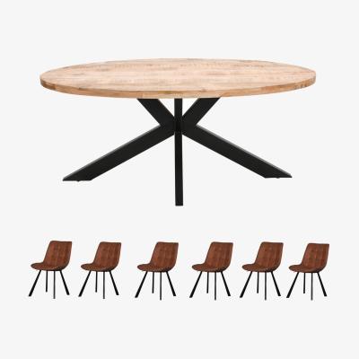The Range Merlin 6-8 Seater Oval Mango Wooden Dining Table Set With 6 Chairs - Light Wood