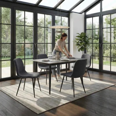 The Range FWStyle 5 Piece Dining Set Grey Sintered Stone Table with 4 Chairs - Grey