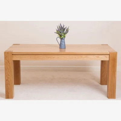 The Range Kuba 180 x 90 cm Chunky Oak Dining Table and 6 Montana Leather Chairs - Red