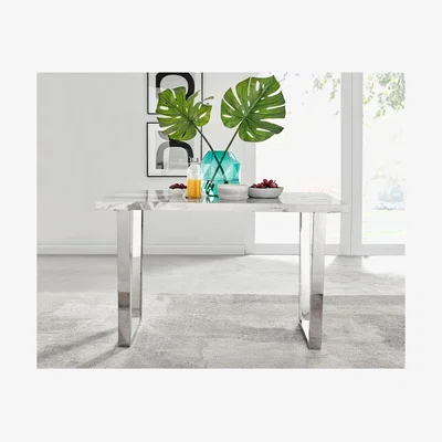 The Range Kylo White Marble Effect Dining Table and 4 Isco Chairs - Black