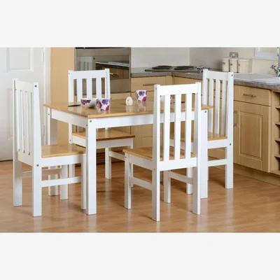 The Range Ludlow Dining Set with 4 chairs - white and oak lacquer