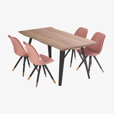 The Range Sofia Rocco LUX Dining Set Includes a Table and Chairs Set of 4 - Pink