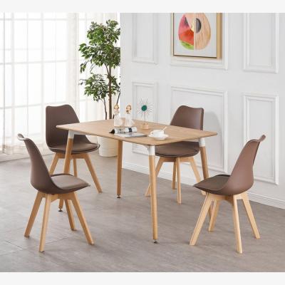 The Range Lorenzo Dining Set with a Halo Table and 4 Dining Chairs - Brown