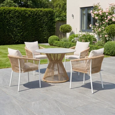 The Range Bellvine 4-Seat Patio Dining Set - White & Natural