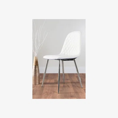 The Range Palma White High Gloss Round Dining Table and 4 Corona Silver Chairs - White