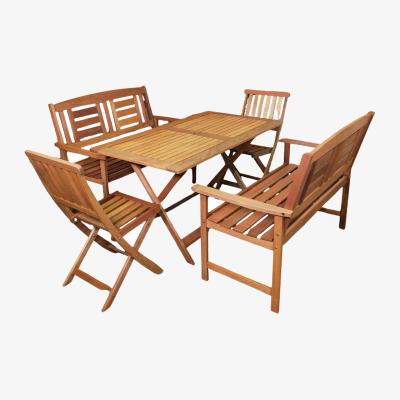 The Range 6 Person Rectangular Wooden Patio Dining Table with Bench - Brown / No Parasol