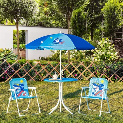 The Range Kids Picnic and Table Chair set with Shark Design - Blue