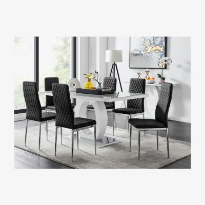 The Range Giovani 6 Dining Table and 6 Velvet Milan Chairs - Black