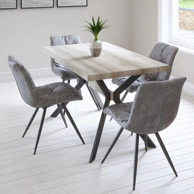The Range Kayleigh 1.8 Table and Anrar Chairs Dining Set - Light Grey