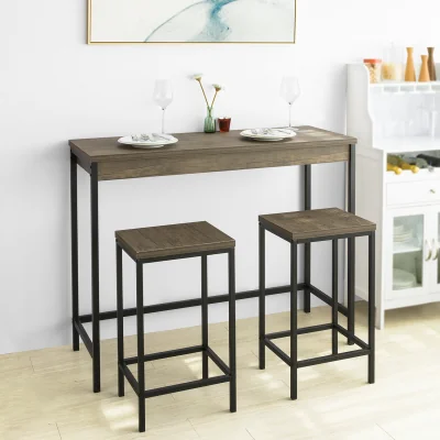 The Range Bar Set with 2 Stools - Dark Brown - Dark Brown