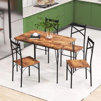 The Range Industrial 5 Piece Dining Set for 4 - Black and Brown