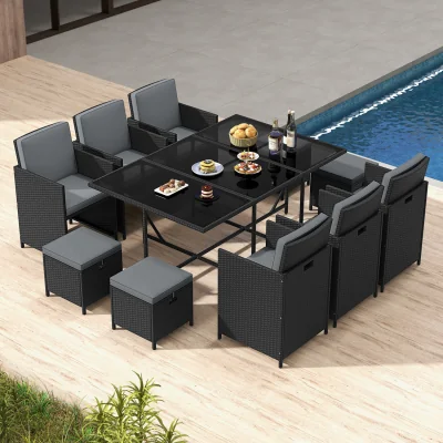 The Range Costway 11 Pieces Patio Dining Set - Grey