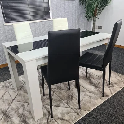 The Range White Black kitchen Dining Table set  with 4 Chairs - White
