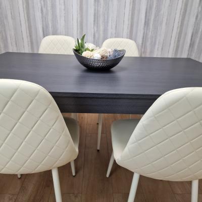The Range Grey Dining Table Set With 4 Cream Stitched Chairs Kitchen Dining  - Charcoal