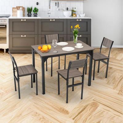 The Range WestWood Compact Dining Table and 4 Chairs Set 5PCS Wooden Space Saving Kitchen - Grey