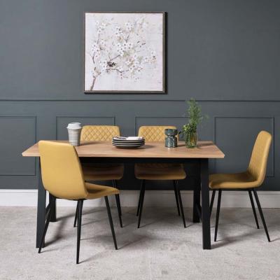 The Range Bromley Dining Table 160cm  4 Ripley Dining Chairs - Mustard