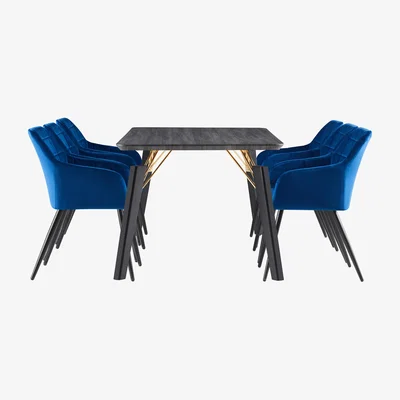 The Range Camden Cosmo LUX Dining Set Includes a Table and Chairs Set of 6 - Royal