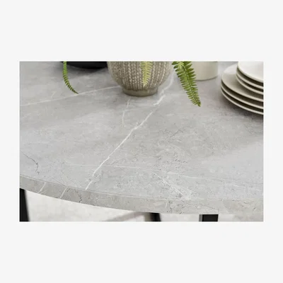 The Range Adley Grey Concrete Effect Storage Dining Table and 4 Isco Chairs - White