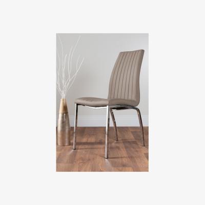 The Range Palma Black Semi Gloss Round Dining Table and 4 Isco Chairs - Cappuccino