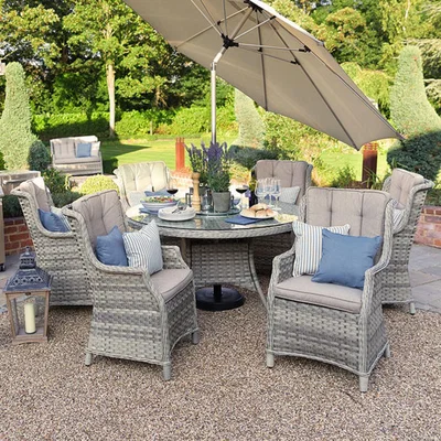 The Range Nova Oyster Six Seater Round Dining Set - Grey