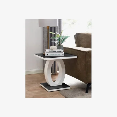 The Range Giovani Modern High Gloss Glass Side End Table - White
