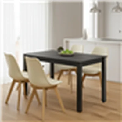 The Range Kosy Koala Dining Table Set with 4 Cream Chairs Modern Dining Furniture - Grey