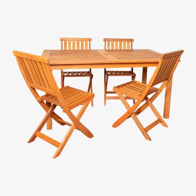 The Range 4 Person Rectangle Wooden Patio Dining Table Set - Brown / Table and Chairs