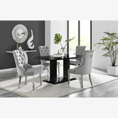 The Range Imperia 6 Black Dining Table and 6 Belgravia Chairs - Grey