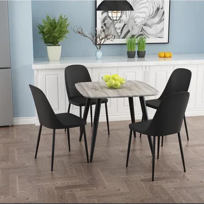 The Range Aspen Dining Set with Sq Grey Oak Effect Table and 4 Duo Plastic Chairs  - Black