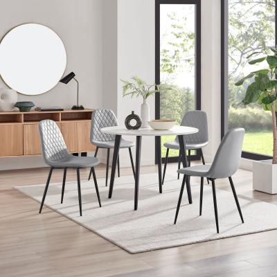 The Range Koko White Melamine Round Dining Table And 4 Corona Black Leg Chairs - Grey