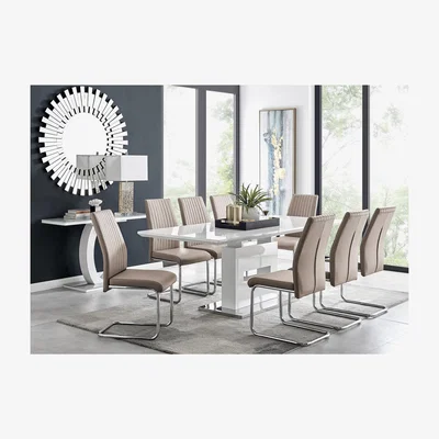 The Range Arezzo Large Extending Dining Table  8 Lorenzo Chairs - Yellow