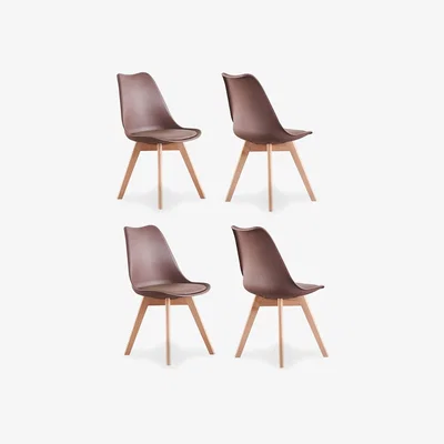The Range Round Lorenzo Dining Set with a Table and Chairs Set of 4 - Brown