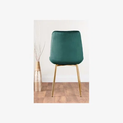 The Range Giovani Round Black Large 120cm Table  6 Pesaro Gold Leg Chairs - Green