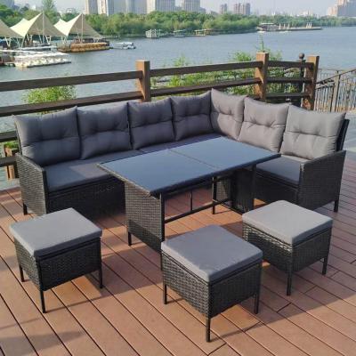 The Range Oseasons Fiji KD Rattan 8 Seat Corner Dining Set - Black