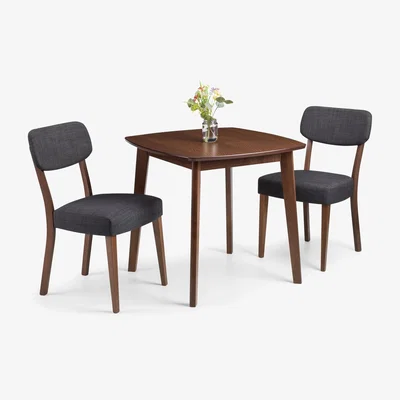 The Range Lennox Square Table and Farringdon Chairs Set - Grey